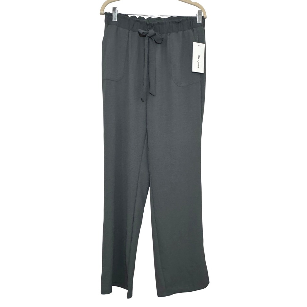 Chloe + Jasmine Cool Slate Wide Leg Paperbag Waist Tie Front Pants 110016247 M
